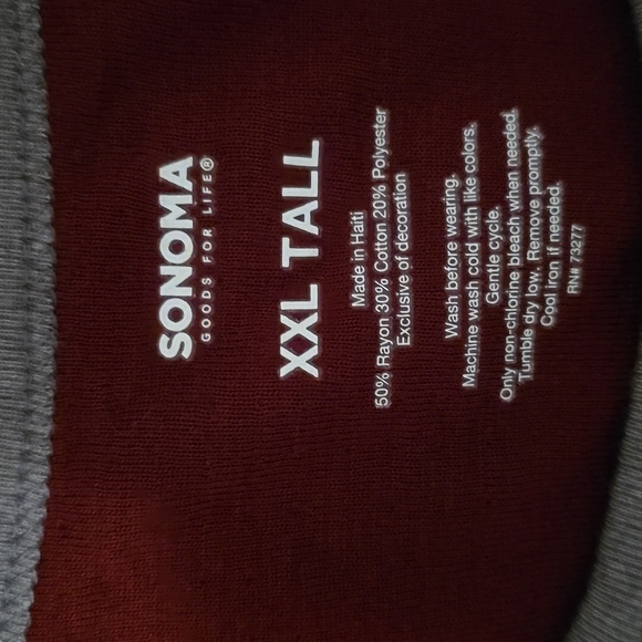 SONOMA MEN'S BIG & TALL SOFT CREWNECK RED & GRAY RAGLAND SHIRT SIZE XXL TALL - Picture 13 of 13